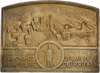 IIIe République, 75 ans de la Compagnie des Mines de houille de Courrières, par A. Mayeur, en vermeil, 1852-1927 Paris
