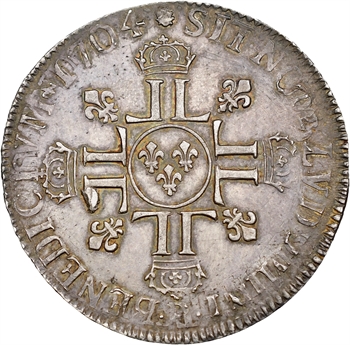 Louis XIV, écu aux huit L, 2e type, 1704 Dijon