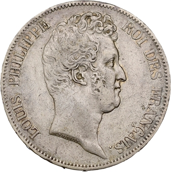 Louis-Philippe Ier, 5 francs Tiolier avec le I, tranche en creux, 1830 Lille