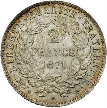 IIIe République, 2 francs Cérès, 1871 Paris