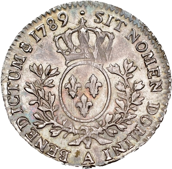 Louis XVI, cinquième d&rsquo;écu aux branches d&rsquo;olivier, 2d semestre, 1789 Paris