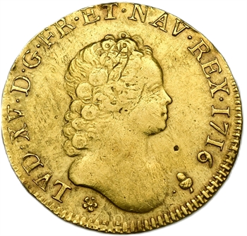 Louis XV, double louis d&rsquo;or aux insignes, 1716 Reims