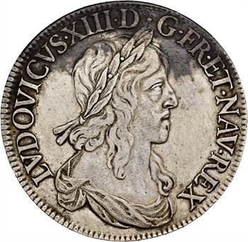 Louis XIII, écu d&rsquo;argent, 2e type (1er poinçon), 1642 Paris (rose)