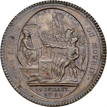 Constitution, cinq sols de Monneron au serment, An III, 1792 Birmingham