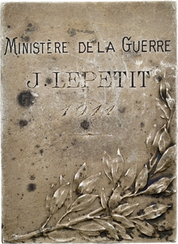 Vernier (S.-É.) : plaquette honorifique en argent (Ministère de la Guerre), 1911 Paris