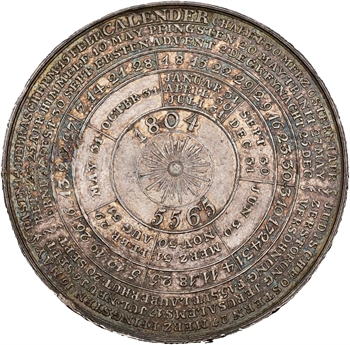 Allemagne, Brandebourg-Prusse, médaille calendrier catholique et judaïque par Loos, 1804 5565