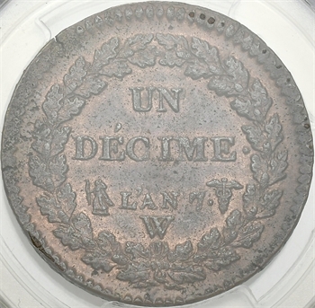 Directoire, un décime Dupré, An 7 Lille, PCGS MS63BN