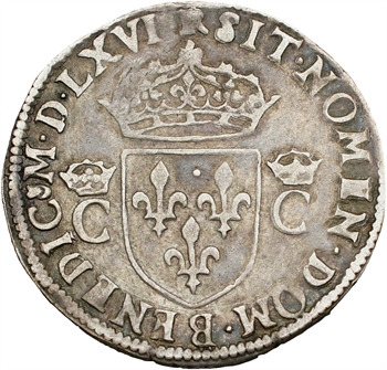 Charles IX, demi-teston 2e type, 1566 Toulouse