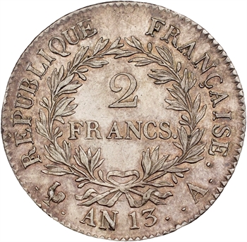 Premier Empire, 2 francs calendrier révolutionnaire, An 13 Paris