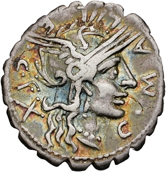 Poblicia, denier serratus, Narbonne, 118 av. J.-C.
