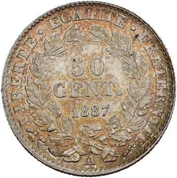 IIIe République, 50 centimes Cérès, 1887 Paris