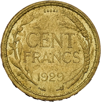 IIIe République, essai de cent francs Morlon, bronze-aluminium, 1929