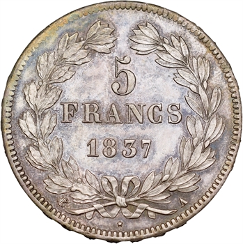 Louis-Philippe Ier, 5 francs IIe type Domard, 1837 Paris PROOFLIKE