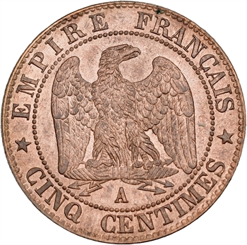Second Empire, cinq centimes tête nue, 1856 Paris