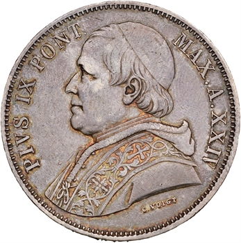 Vatican, Pie IX, 5 lire, 1870/XXIV Rome