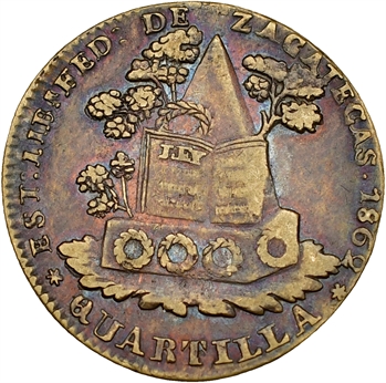 Mexique, Zacatecas, 1/4 de real (quartilla), 1862
