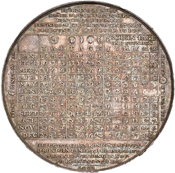 Allemagne, Brandebourg-Prusse, médaille calendrier catholique et judaïque par Loos, 1804 5565