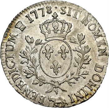 Louis XVI, écu aux branches d&rsquo;olivier du Béarn, 1778 Pau