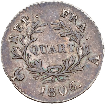 Premier Empire, quart de franc calendrier grégorien, 1806 Paris