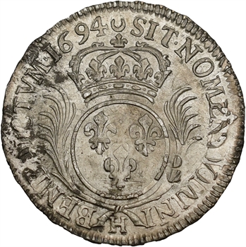 Louis XIV, demi-écu aux palmes, 1694 La Rochelle
