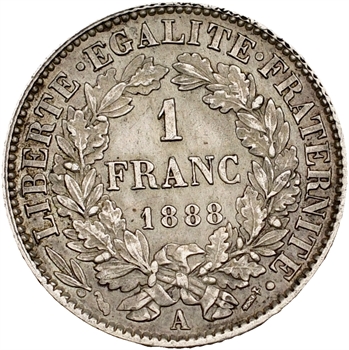 IIIe République, 1 franc Cérès, 1888 Paris