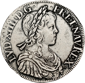 Louis XIV, écu à la mèche longue, 1651 Rouen