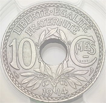 IIIe République, essai-piéfort de 10 centimes, 1914 Paris, PCGS SP64