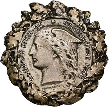 Ponscarme (H.) :  Exposition Universelle de Paris, insigne / badge du congrès de sylviculture, 1900