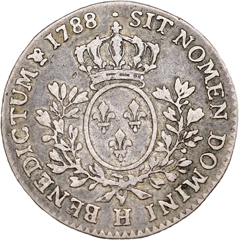 Louis XVI, cinquième d’écu aux branches d’olivier, 1788 La Rochelle