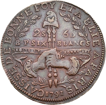Constitution, Caisse de Bonne Foi, 6 blancs ou 2 sols 6 deniers, An 3, 1791