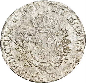 Louis XVI, écu aux branches d&rsquo;olivier, 1789 Toulouse