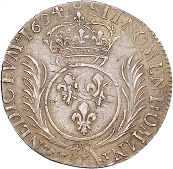 Louis XIV, quart d&rsquo;écu aux palmes, 1694 Limoges