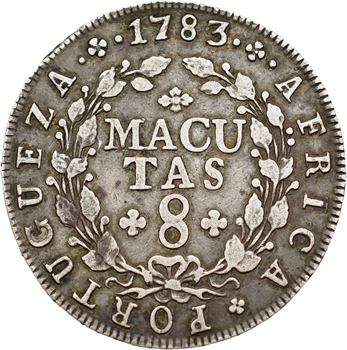 Portugal, Marie Ière et Pierre III, 8 macutas, 1783 Lisbonne