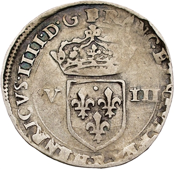 Henri IV, huitième d&rsquo;écu, écu de face, 4e type, 1603 Villeneuve-lès-Avignon