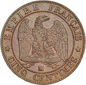 Second Empire, cinq centimes tête nue, 1857 Marseille