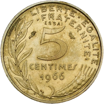 Ve République, essai de 5 centimes Lagriffoul, 1966 Paris