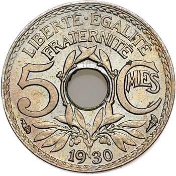 IIIe République, 5 centimes Lindauer, petit module, 1930 Paris