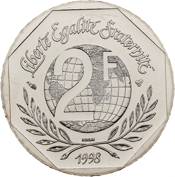 Ve République, essai de 2 francs René Cassin, 1998 Pessac
