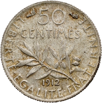 IIIe République, 50 centimes Semeuse, 1912 Paris