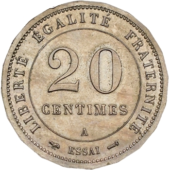 IIIe République, essai de 20 centimes Merley, 1887 Paris