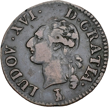 Louis XVI, liard de bronze, 1785 Nantes