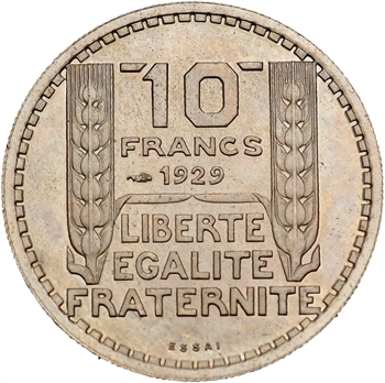 IIIe République, essai de 10 francs Turin hybride, moyen module, 1929/1939 Paris