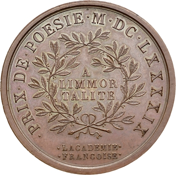 Louis XIV, prix de poésie de l&rsquo;Académie française, par Nilis, grand module, 1699 Paris