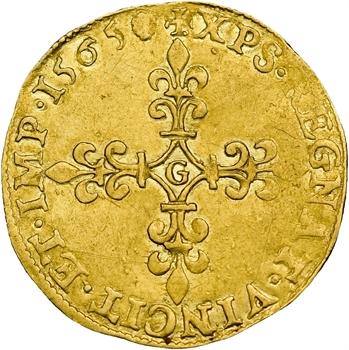 Charles IX, écu d&rsquo;or au soleil, 1565 Poitiers