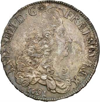 Louis XIV, écu aux huit L, 1er type, 1691 La Rochelle