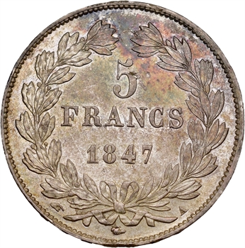 Louis-Philippe Ier, 5 francs IIIe type Domard, 1847 Paris