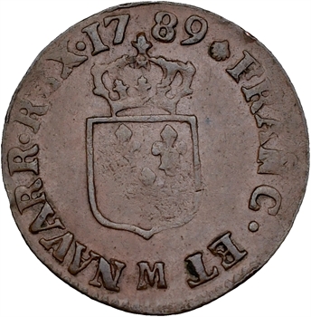 Louis XVI, liard de bronze, 1789 Toulouse