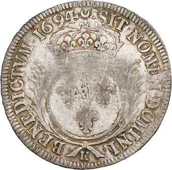 Louis XIV, écu aux palmes, 1694 Bordeaux