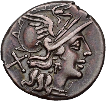 Saufeia, denier, Rome, 152 av. J.-C.