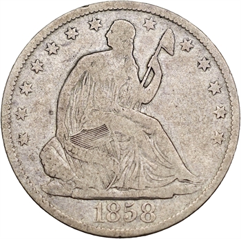 États-Unis, demi-dollar Liberty seated, 1858 Nouvelle-Orléans